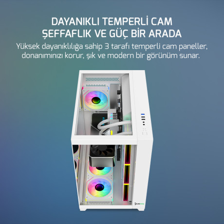 GAMEPOWER WARCRY TOPGLASS 4XARGB KASA 750W WHITE